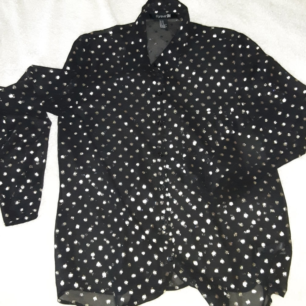 Sheer button down blouse - Picture 2 of 7